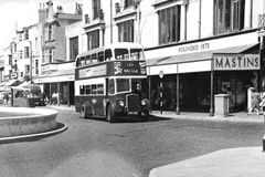 Bus outside Mastins circa 1959
